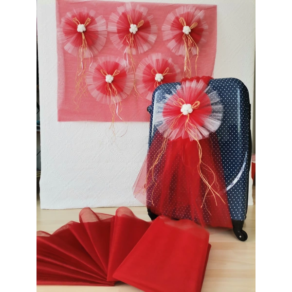 5 Adet 100X300 Kristal Bohça Süsleme Tülü 5 Adet Bohça Süsü Düğün Nikah Kına Bohçası Süsü