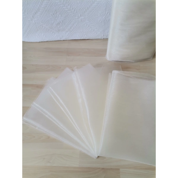 10 Adet Ekru 100X300 Kristal Tül Düğün Bohça Süsü Nikah Bohça Süsü Nişan Bohça Süsleme Tülü