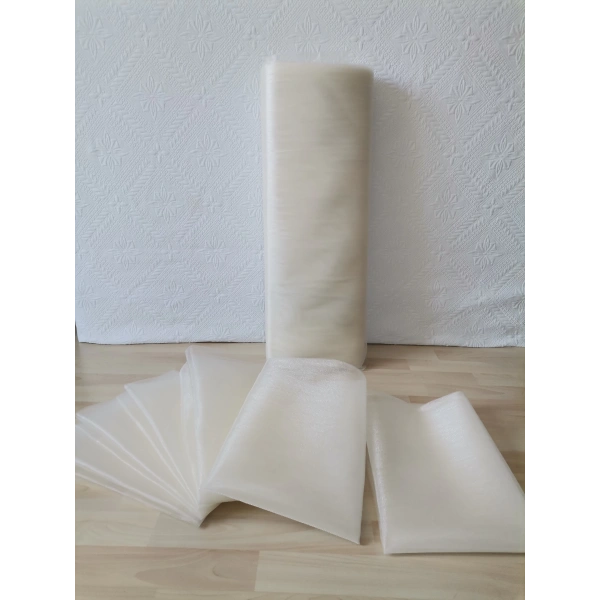 10 Adet Ekru 100X300 Kristal Tül Düğün Bohça Süsü Nikah Bohça Süsü Nişan Bohça Süsleme Tülü