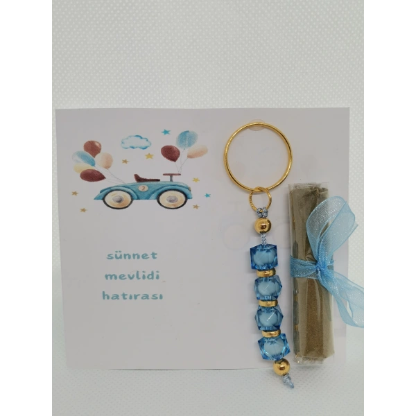 50 Adet Araba Görsel Hazır Paketlenmiş Hediyelik Dağıtmalık Sünnet Kınası ve Anahtarlık