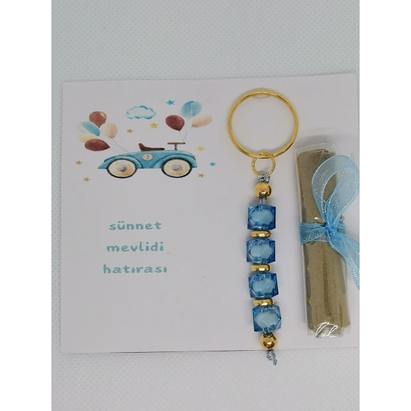 50 Adet Araba Görsel Hazır Paketlenmiş Hediyelik Dağıtmalık Sünnet Kınası ve Anahtarlık