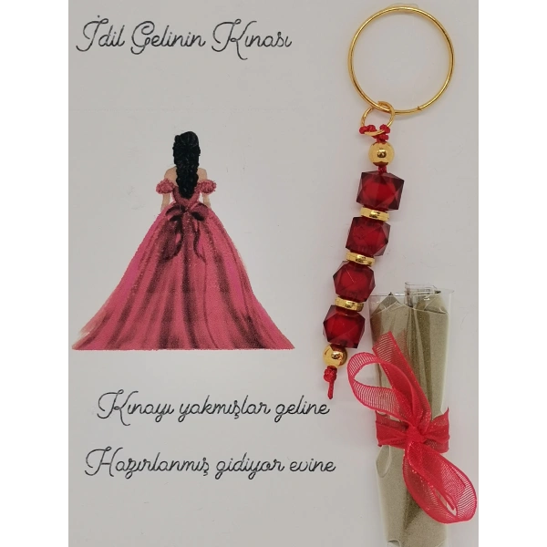 50 Adet Kişiye Özel Tasarım Dağıtmalık Hediyelik Kına ve Anahtarlık Seti