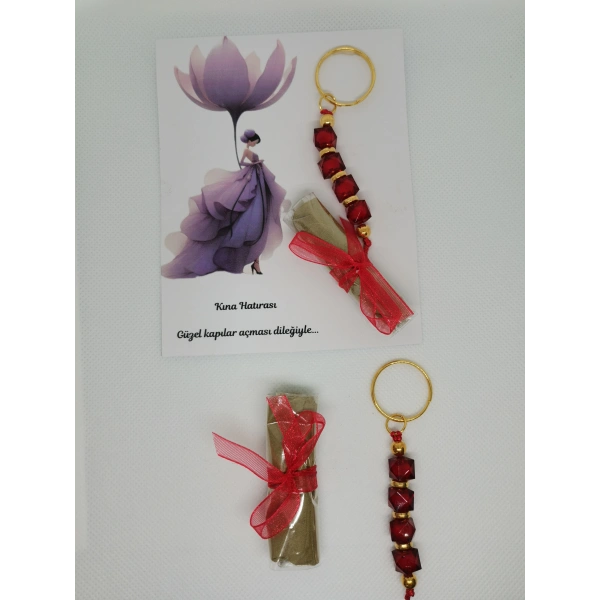 50 Adet Kişiye Özel Tasarım Dağıtmalık Hediyelik Kına ve Anahtarlık Seti