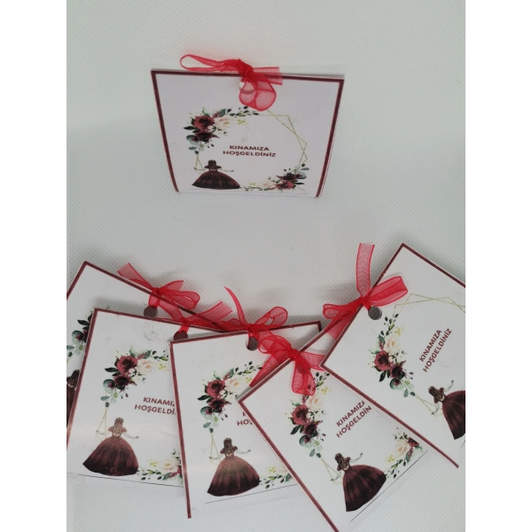 50 Adet Özel Tasarım Hazır Paketlenmiş Hediyelik Dağıtmalık Kına