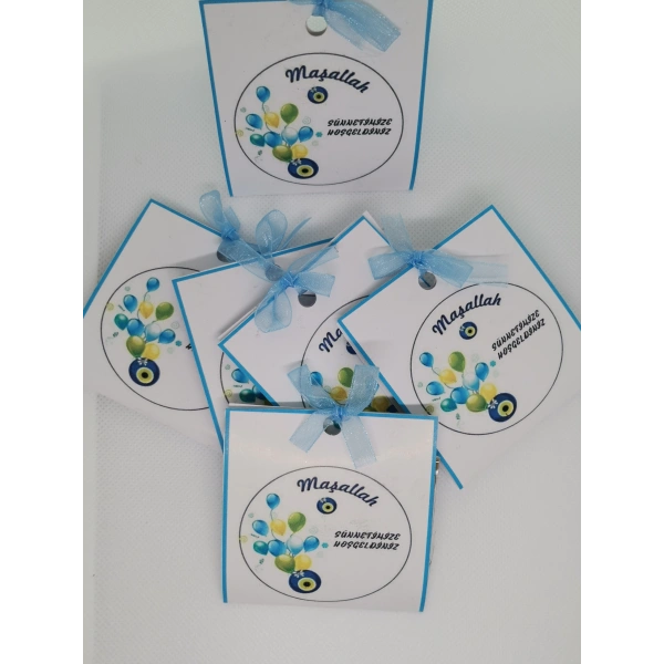 50 Adet Özel Tasarım Hazır Paketlenmiş Hediyelik Dağıtmalık Maaşallah Yazılı Sünnet Kınası