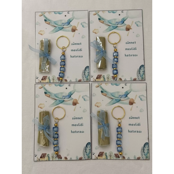 50 Adet Uçak Görsel Hazır Paketlenmiş Hediyelik Dağıtmalık Sünnet Kınası ve Anahtarlık