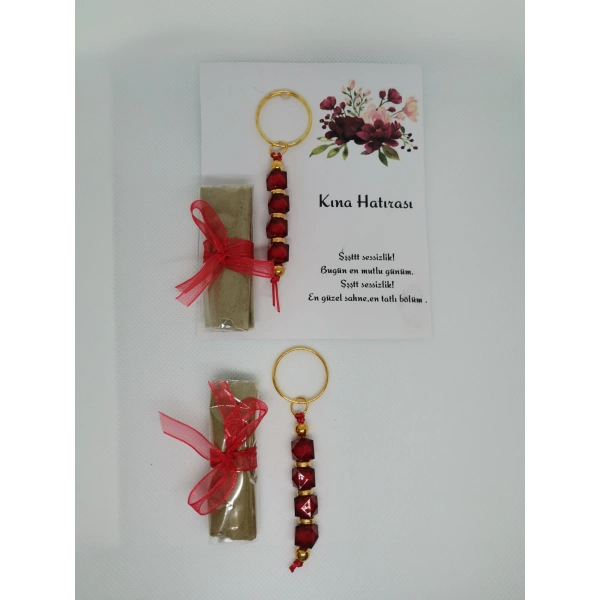 75 Adet Kişiye Özel Tasarım Dağıtmalık Hediyelik Kına ve Anahtarlık Seti