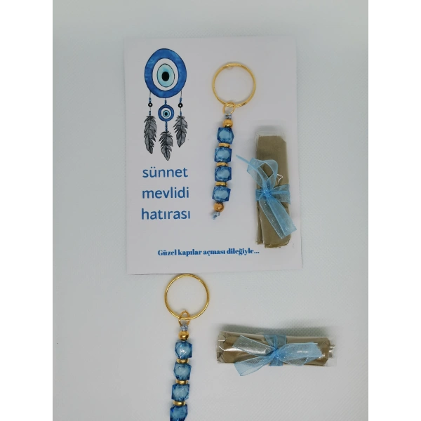 75 Adet Nazar Boncuğu Görsel Hazır Paketlenmiş Hediyelik Dağıtmalık Sünnet Kınası ve Anahtarlık