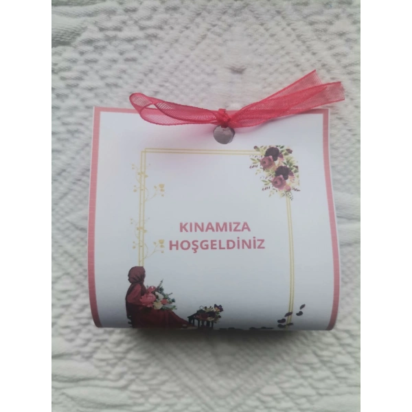 75 Adet Özel Tasarım Hazır Paketlenmiş Kınamıza Hoşgeldiniz Yazılı Hediyelik Dağıtmalık Kına