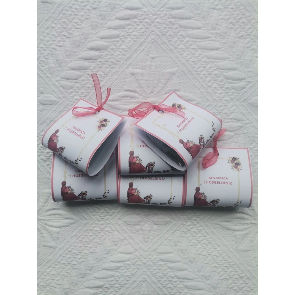 75 Adet Özel Tasarım Hazır Paketlenmiş Kınamıza Hoşgeldiniz Yazılı Hediyelik Dağıtmalık Kına