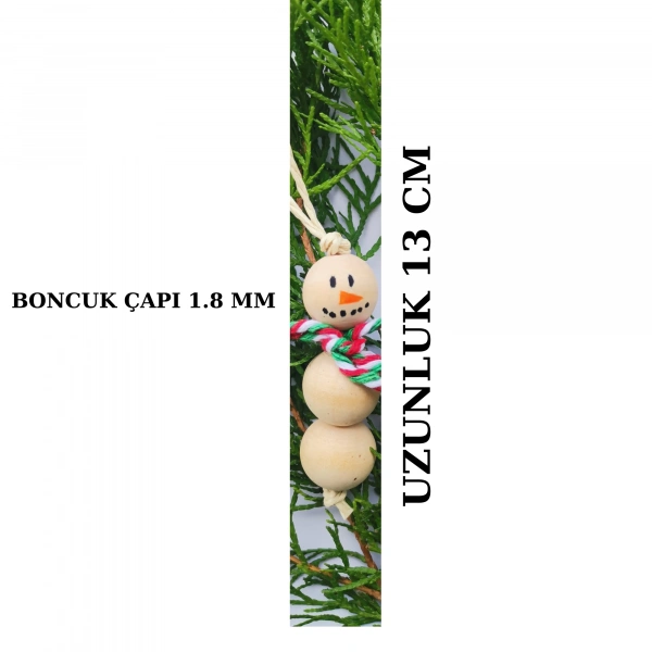 Kardan Adam Figürlü Yılbaşı Ağacı Süsü 12 Adet Boncuk Çapı 1.8 mm Uzunluk Askı İpi Dahil 13 cm