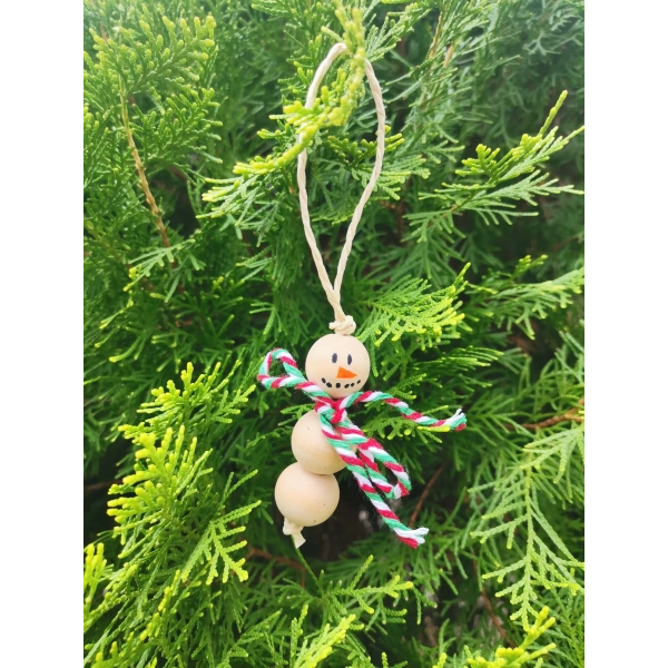 Kardan Adam Figürlü Yılbaşı Ağacı Süsü 12 Adet Boncuk Çapı 1.8 mm Uzunluk Askı İpi Dahil 13 cm