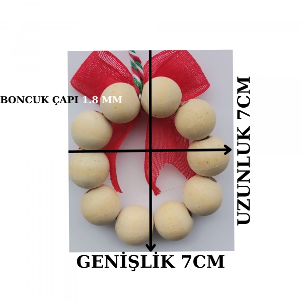 Kırmızı Kurdeleli 1 Adet Dekoratif Yılbaşı Ağaç Süsü Boncuk Çapı 1.8 mm Uzunluk Askı İpi Dahil 14 cm