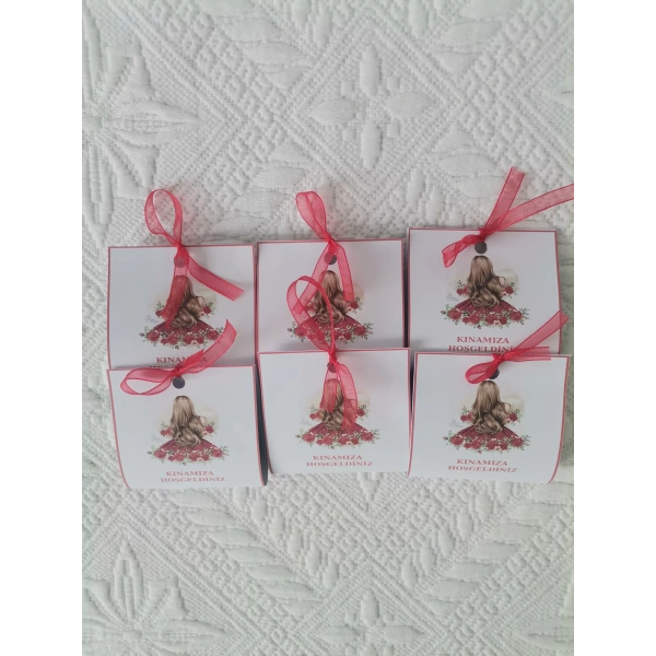 Özel Tasarım Hazır Paketlenmiş Kınamıza Hoşgeldiniz Yazılı Hediyelik Dağıtmalık Kına 50 Adet