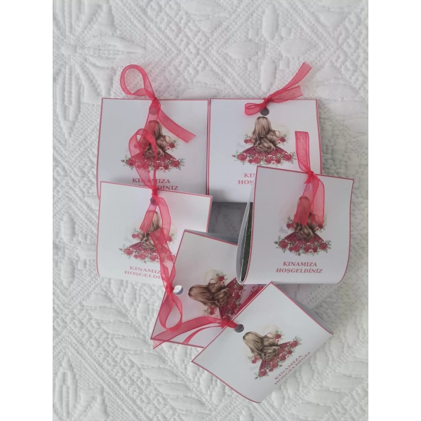 Özel Tasarım Hazır Paketlenmiş Kınamıza Hoşgeldiniz Yazılı Hediyelik Dağıtmalık Kına 50 Adet