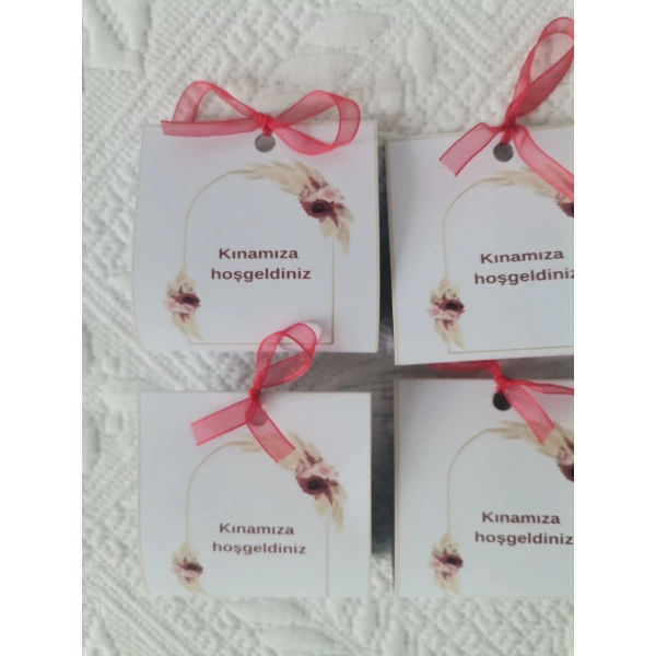 Özel Tasarım Hazır Paketlenmiş Kınamıza Hoşgeldiniz Yazılı Hediyelik Dağıtmalık Kına 25 Adet