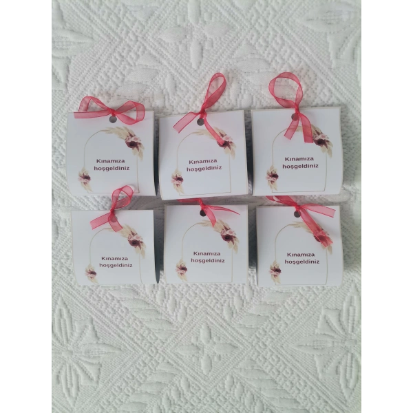 Özel Tasarım Hazır Paketlenmiş Kınamıza Hoşgeldiniz Yazılı Hediyelik Dağıtmalık Kına 50 Adet
