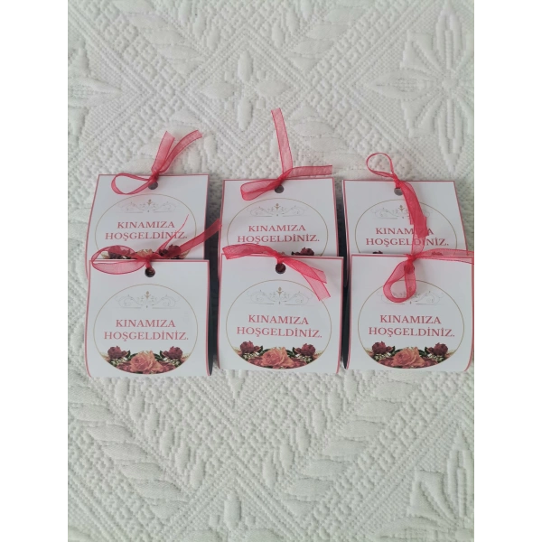 Özel Tasarım Hazır Paketlenmiş Kınamıza Hoşgeldiniz Yazılı Hediyelik Dağıtmalık Kına 50 Adet