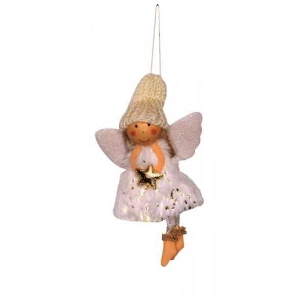 Yılbaşı Ağaç Süsü Beyaz kanatlı 14 cm Melek