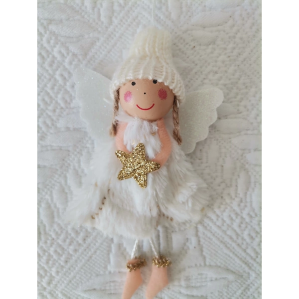 Yılbaşı Ağaç Süsü Beyaz kanatlı 14 cm Melek