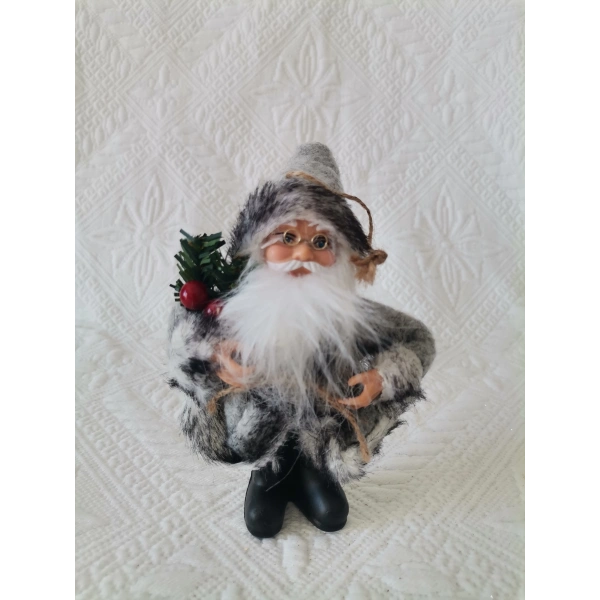 Yılbaşının semboli Asılabilir Gri Noel Baba Figürü 12 CM