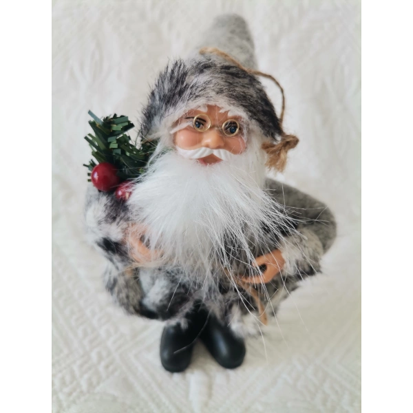 Yılbaşının semboli Asılabilir Gri Noel Baba Figürü 12 CM