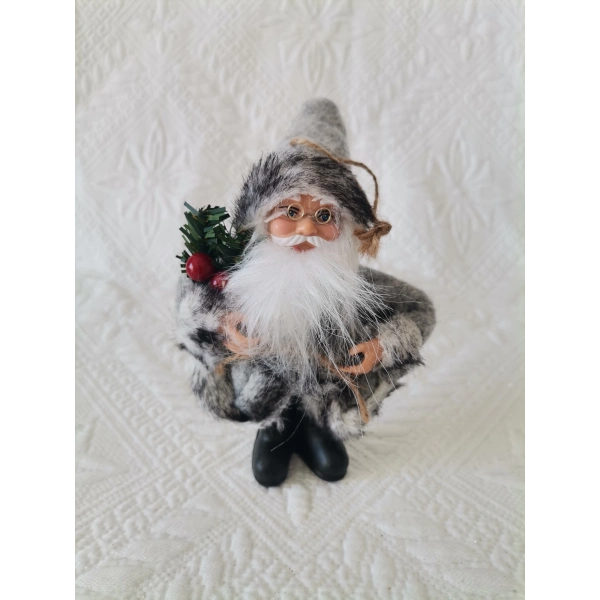 Yılbaşının semboli Asılabilir Gri Noel Baba Figürü 12 CM