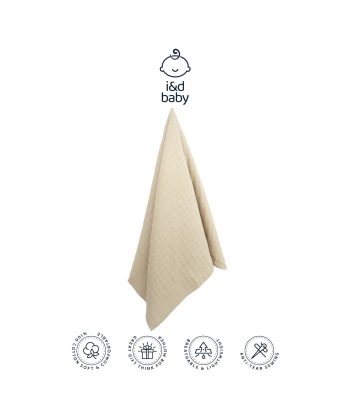 1 Adet Haki Renk 80X90 cm %100 Pamuk Tek Katlı Müslin Kumaş Bebek Örtüsü.
