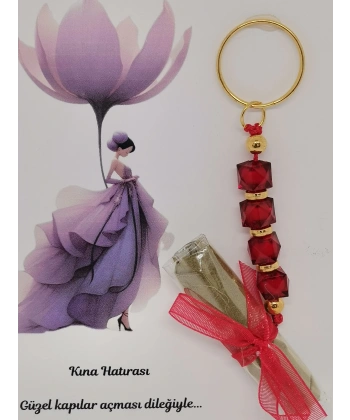 100 Adet Kişiye Özel Tasarım Dağıtmalık Hediyelik Kına ve Anahtarlık Seti