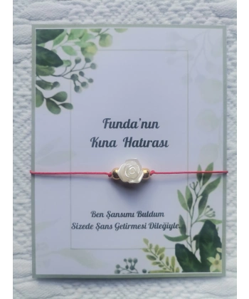 100 Adet Kişiye Özel Gül İnci Model Düğün Nikah Nişan Söz Kına Hatırası Dağıtmalık Hediyelik Bileklik