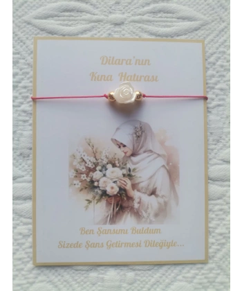 100 Adet Kişiye Özel Gül İnci Model Düğün Nikah Nişan Söz Kına Hatırası Dağıtmalık Hediyelik Bileklik