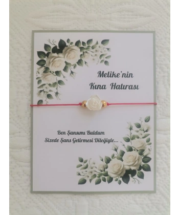 100 Adet Kişiye Özel Gül İnci Model Düğün Nikah Nişan Söz Kına Hatırası Dağıtmalık Hediyelik Bileklik
