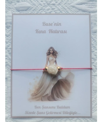 100 Adet Kişiye Özel Gül İnci Model Düğün Nikah Nişan Söz Kına Hatırası Dağıtmalık Hediyelik Bileklik