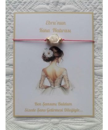 100 Adet Kişiye Özel Gül İnci Model Düğün Nikah Nişan Söz Kına Hatırası Dağıtmalık Hediyelik Bileklik
