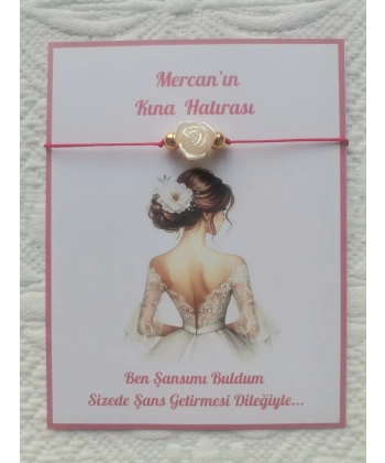 100 Adet Kişiye Özel Gül İnci Model Düğün Nikah Nişan Söz Kına Hatırası Dağıtmalık Hediyelik Bileklik