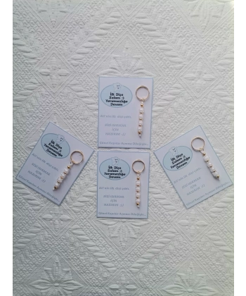 100 Adet Kişiye Özel İlk Dişim Çıktı,Diş Mevlidi, Diş Buğdayı Dağıtmalık Beyaz Anahtarlık Hediyelik