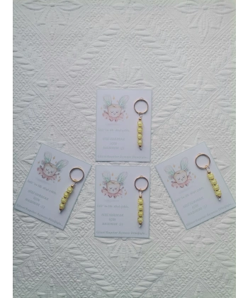 100 Adet İlk Dişim Çıktı,Sizi Isırmak İçin Hazırım Yazılı Dağıtmalık Sarı Anahtarlık Hediyelik