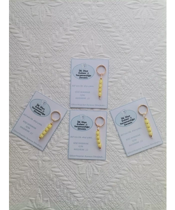 100 Adet Kişiye Özel İlk Dişim Çıktı,Diş Mevlidi, Diş Buğdayı Dağıtmalık Sarı Anahtarlık Hediyelik