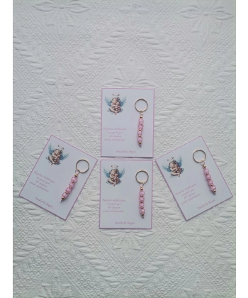 100 Adet Yeni Doğan Hastane ve 40 Mevlidi Bebek Mevlidi Dağıtmalık Pembe Anahtarlık Hediyelik