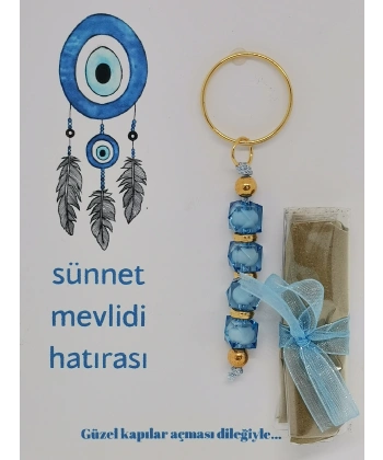 25 Adet Nazar Boncuğu Görsel Hazır Paketlenmiş Hediyelik Dağıtmalık Sünnet Kınası ve Anahtarlık