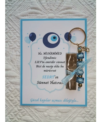 100 Adet Kişiye Özel Hz MUHAMMED S.A.Vin Emridir Yazılı Sünnet Hatırası Anahtarlık & Kına Hediyelik