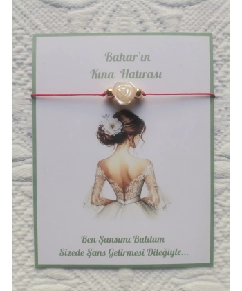 100 Adet Kişiye Özel Gül İnci Model Düğün Nikah Nişan Söz Kına Hatırası Dağıtmalık Hediyelik Bileklik