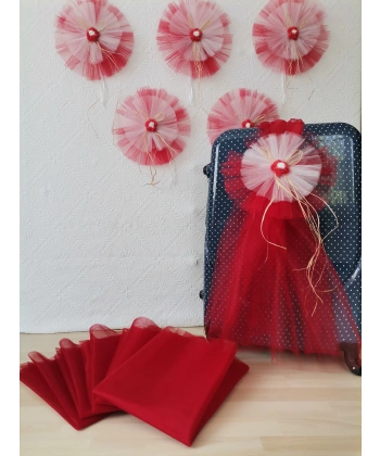 10 Adet 100X300 Kristal Bohça Süsleme Tülü 10 Adet Bohça Süsü Düğün Nikah Kına Bohçası Süsü