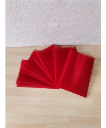 10 Adet Kırmızı 100X300 Kristal Tül Düğün Bohça Süsü Nikah Bohça Süsü Nişan Bohça Süsleme Tülü