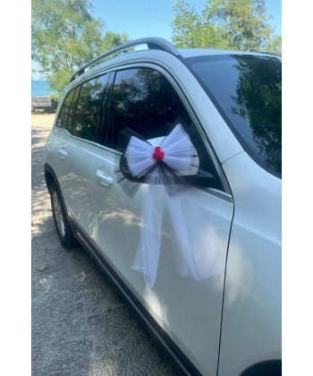 30 Adet Siyah Beyaz Kristal Tül Kırmızı Latex Gül Kuyruk Detaylı Düğün Nikah Kına Sünnet Konvoy Süsü