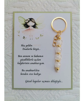 72 Adet İsme Özel Tasarım Beyaz Anahtarlık Hastane Yeni Doğan 40 Mevlidi Dağıtmalık Hediyelik