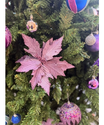 Yılbaşı Çam Ağacı Süsü Ponsetya Çiçek Büyük Mor 1 Adet