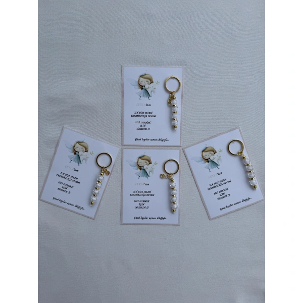 72 Adet Beyaz Renk İsme Özel İlk Dişim Çıktı Diş Partisi Diş Buğdayı Hatırası Hediyelik Anahtarlık