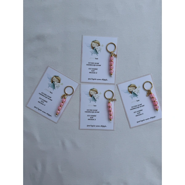 100 Adet Pembe Renk İsme Özel İlk Dişim Çıktı Diş Partisi Diş Buğdayı Hatırası Hediyelik Anahtarlık