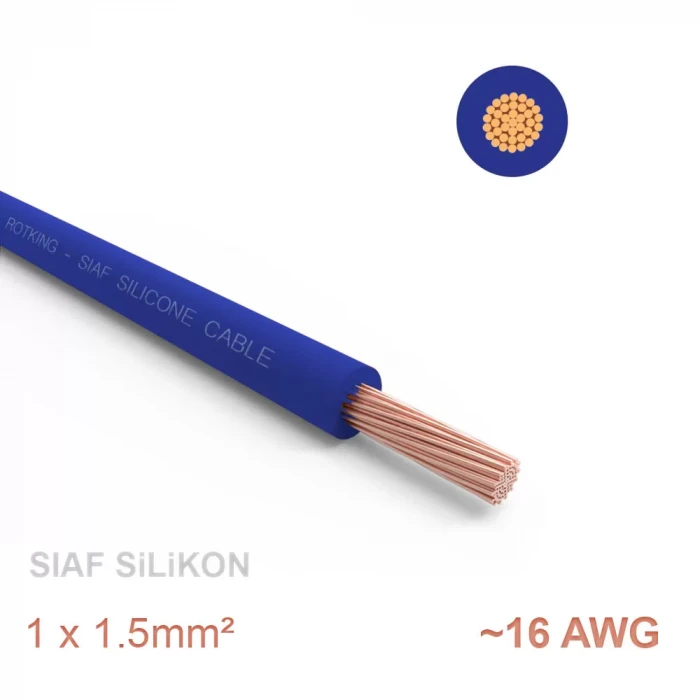 1 metre Yumuşak Silikon Kablo 1x1.5 mm2 SIAF 16 AWG - MAVi